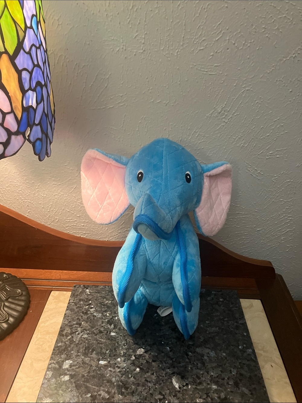Blue Plush Elephant Dog Toy - Soft Squeaky Chew Toy